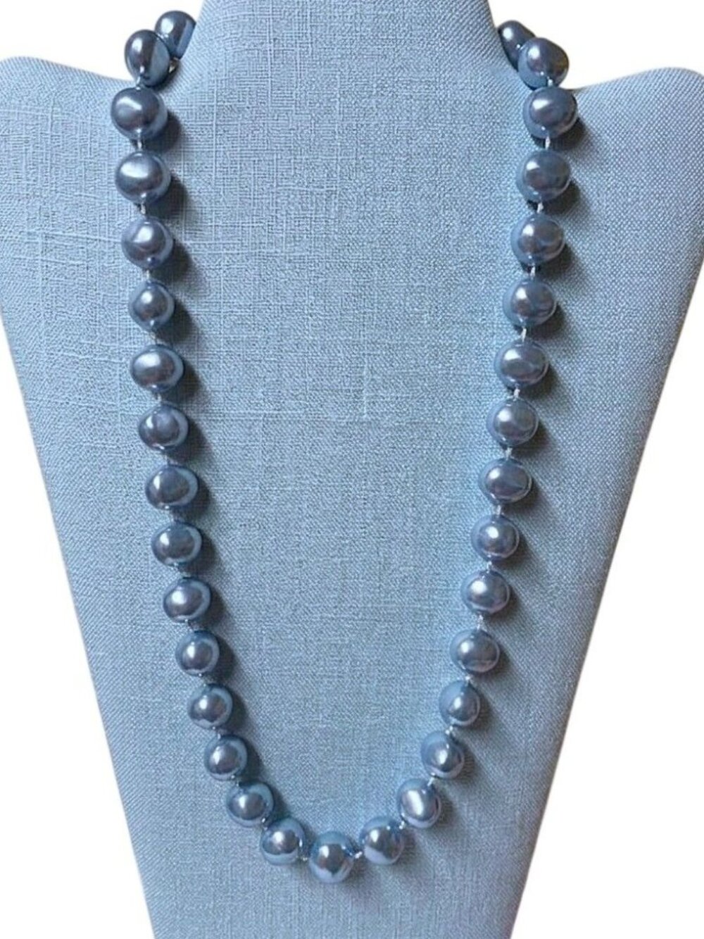 Vintage 1970-80 Square Beaded Necklace Blue